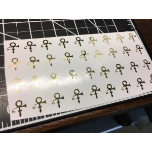 32 GOLD Chrome Prince Logo Stickers Lot   252698070596